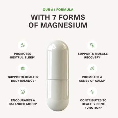 BIOptimizers Magnesium Breakthrough Supplement with 500mg - 7 Forms of Magnesium: Glycinate, Malate, Citrate, and More - Natural Support for Sleep and Cognitive Function -60 Capsules- Calming Vitamins Bioptimizers®